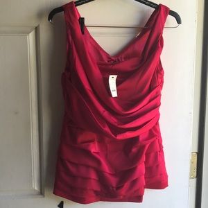 Express Pink/Red Formal Cocktail Pleated Top NWOT - M